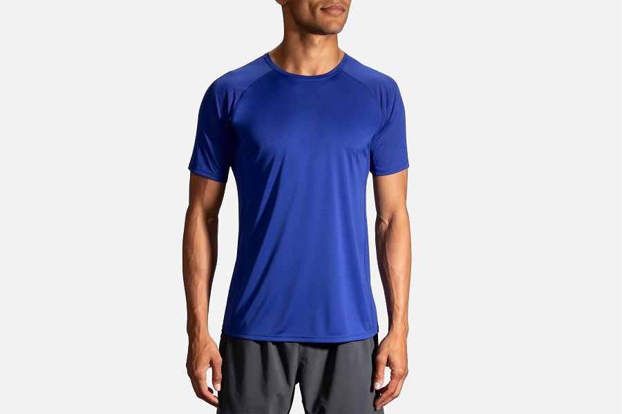 Brooks Stealth Men Athletic Wear & Running Shirt Blue MHQ698037